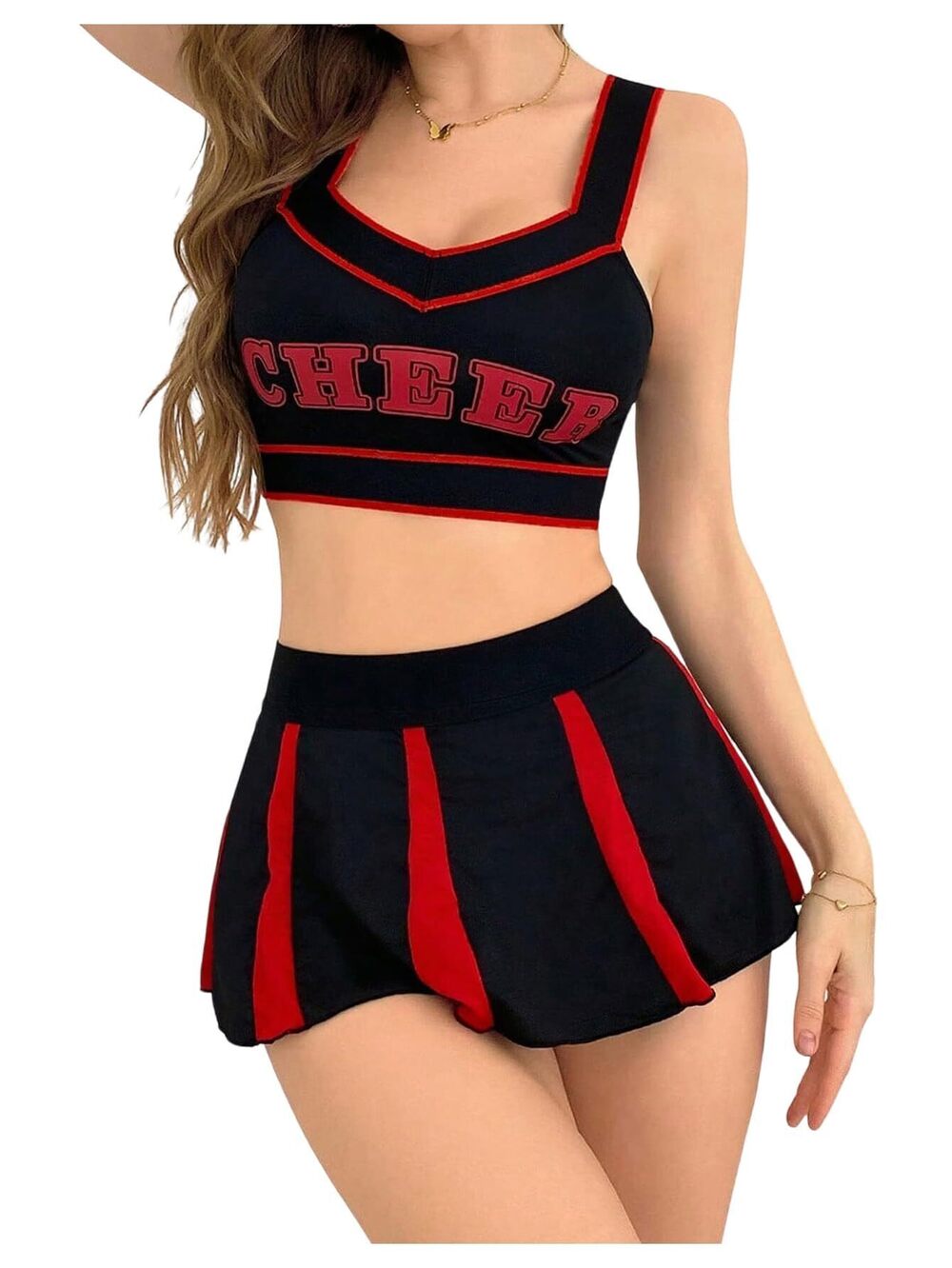 8316 2 Piece Cheerleader Costume 2 Piece Cosplay Lingerie Micro Skirt
